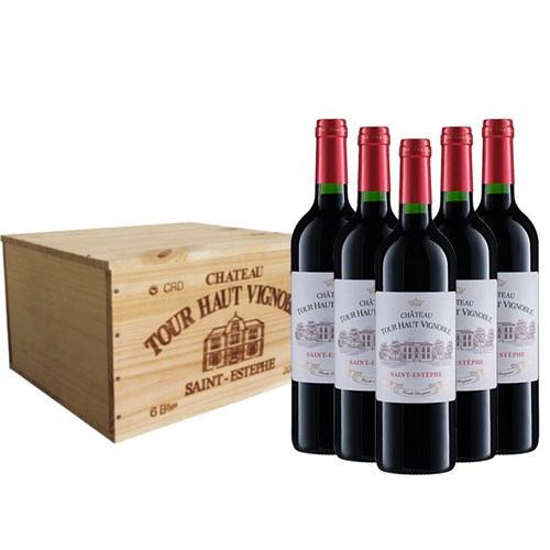 Buy And Send 6 x bottle Chateau Tour Haut Vignoble in a Branded Wooden Box Gift Online